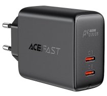 Telefona lādētājs AceFast A9 Dual USB-C, 2 x USB-C, melna, 40 W