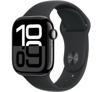 Viedais pulkstenis Apple Watch Series 10 GPS + Cellular 42mm Jet Black Aluminium Case Black Sport Band M/L, melna