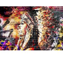 Fototapete Artgeist Street Art - Colourful Graffiti With Profile Of A Woman On A Brick Background, 105 cm x 150 cm