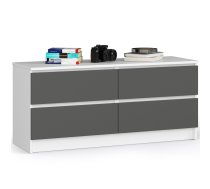 Kumode Akord K120 4SZ CLP, balta/pelēka, 40 cm x 120 cm x 55 cm