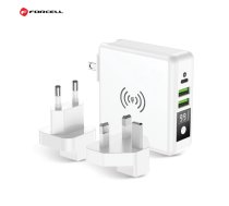 Forcell 4in1 15W Travel Set Bezvadu un īkla Lādētājs USB C ar Power Bank 8000maah