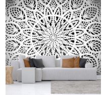 Fototapete Artgeist Orient - White Geometric Composition In The Type Of Mandala On A Black Background, 70 cm x 100 cm