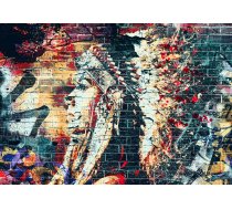 Fototapete Artgeist Street Art - Colourful Graffiti With Profile Of A Woman On A Brick Background, 150 cm x 105 cm