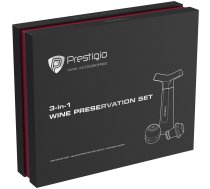 Korķis Prestigio 3 In 1 Wine Preservation Set PWA102PS, melna, plastmasa/nerūsējošais tērauds, 3 gab.