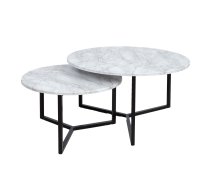 Kafijas galdiņu komplekts Home4you Akira, melna/gaiši pelēka, 60 - 80 cm x 80 cm x 37 - 45 cm, 2 gab.
