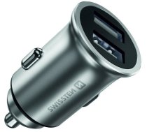 Auto telefona lādētājs Swissten Metal Premium, USB, sudraba