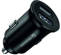 Auto telefona lādētājs Swissten Metal Premium Car charger, 2 x USB, melna