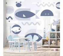 Fototapete Artgeist Minimalist Ocean - Geometric Fish And Crabs In Water For Kids, 105 cm x 150 cm