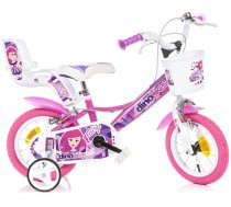 Bērnu velosipēds ar papildus riteņiem, bērnu Dino Bikes Fairy, rozā/daudzkrāsaina, 12"