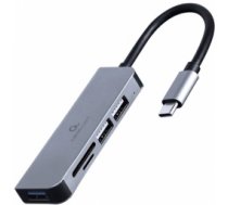 Dokstacija Gembird USB Type-C, 3 x USB, sudraba