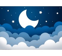 Fototapete Artgeist Moon Dream - Clouds On A Dark Blue Sky With Stars For Children, 98 cm x 70 cm