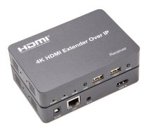 Pagarinātājs Extra Digital HDMI Cat5e/Cat6 Extender 4K@150m HDMI in/3.5mm/RJ-45/USB female, 2 x USB female, pelēka