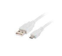 Vads Lanberg USB-A - microUSB USB 2.0 A male, Micro USB 2.0 B male, 1.8 m, balta