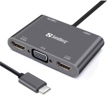 Dokstacija Sandberg USB-C Dock 2xHDMI+1xVGA+USB+PD