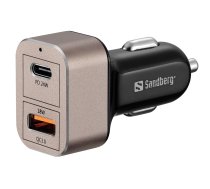 Auto telefona lādētājs Sandberg 441-43 Quick Charge 3.0, USB 2.0/USB Type-C, melna/pelēka, 20 W