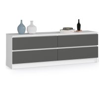 Kumode Akord K160 4SZ CLP, balta/pelēka, 40 cm x 160 cm x 55 cm