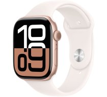 Viedais pulkstenis Apple Watch Series 10 GPS + Cellular 46mm Rose Gold Aluminium Case Light Blush Sport Band M/L, rozā zelts