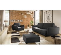 Mēbeļu komplekts Megis 3F & 1F & Pouf, iekštelpu, melna