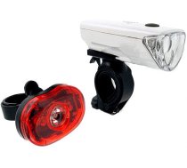 Velosipēdu lukturis 2K Light Set XC104A/XC305L, plastmasa, balta/melna/sarkana, 2 gab.