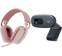 Bezvadu austiņas Logitech Zone Vibe 100 (981-001224) + C270 (960-001063), rozā