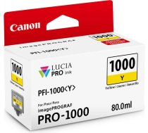 Tintes printera kasetne Canon PFI-1000Y, dzeltena, 80 ml