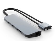 Dokstacija Hyper HyperDrive VIPER 10-in-2 2 x USB-C male, USB-C/MicroSD/SD/3.5mm/RJ-45/3 x USB/2 x HDMI female, pelēka