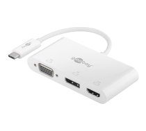 Adapteris Goobay USB-C to VGA +DisplayPort + HDMI USB-C male, VGA, DisplayPort, HDMI female, balta