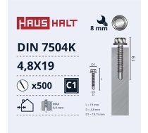 Pašvītņojošā skrūve Haushalt DIN 7504K, 4.8 mm x 19 mm, 500 gab.