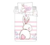 Bērnu gultas veļas komplekts Jerry Fabrics Bunny Sweet, balta/rozā, 100x135 cm