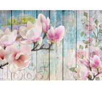 Fototapete Artgeist Pink Flowers On Wood, 150 cm x 105 cm
