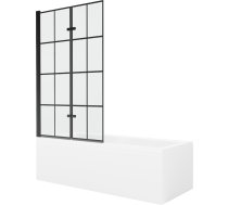 Vannas ar sieniņu, brīvi novietots Mexen Cubik Black Grid, 150 cm x 70 cm x 40 cm, taisnstūra