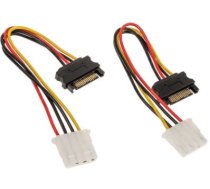 Kabelis Akasa SATA to Molex AK-CBPW03-KT02 4 pin Molex, SATA, 0.15 m, melna/sarkana/dzeltena