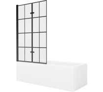 Vannas ar sieniņu, brīvi novietots Mexen Cubik Black Grid, 160 cm x 70 cm x 40 cm, taisnstūra