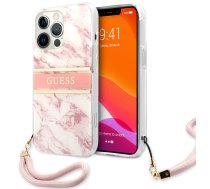 Telefona vāciņš CG Mobile Guess Marble Design With Strap iPhone 13 Pro Max, Apple iPhone 13 Pro Max, rozā