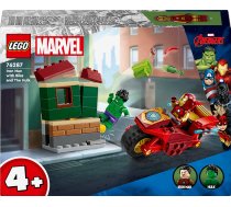 Konstruktors LEGO® Marvel Dzelzs vīrs ar motociklu un Halks 76287