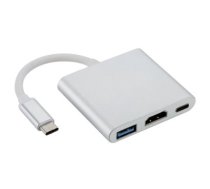 Adapteris Fusion 3in1 USB-C Multiport Adapter / USB 3.0 / HDMI / USB-C USB-C, HDMI, sudraba