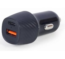 Adapteris Gembird TA-U2QC3-CAR-02, USB 2.0/USB Type-C, melna, 18 W