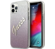 Telefona vāciņš Guess Glitter Gradient Script iPhone 12 Pro Max, Apple iPhone 12 Pro Max, gaiši rozā