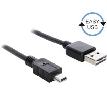 Kabelis Delock EASY-USB USB A, USB 2.0 Type Mini-B male, 5 m, melna