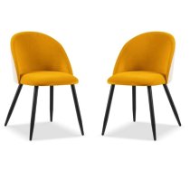 Ēdamistabas krēsls Micadoni Home Rayan Velvet, matēts, dzeltens, 52 cm x 46 cm x 80 cm, 2 gab.