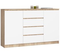 Kumode Akord K160 2D 4SZ CLP, balta/sonoma ozols, 40 cm x 160 cm x 99 cm