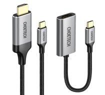 Adapteris Choetech USB-C - HDMI male + USB-C - HDMI female (3840 x 2160 @ 60Hz) USB-C male, HDMI, 2 m, melna/pelēka