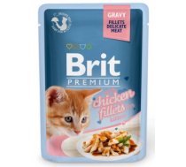 Mitrā kaķu barība Brit Premium Chicken Fillets In Gravy For Kitten, vistas gaļa, 0.085 kg