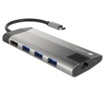 Dokstacija Natec USB-C - HDMI/3 x USB/RJ-45/USB-C/MicroSD/SD USB-C male, HDMI/3 x USB/RJ-45/USB-C/MicroSD/SD female, pelēka