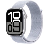 Viedais pulkstenis Apple Watch Series 10 GPS + Cellular 46mm Silver Aluminium Case Blue Cloud Sport Loop, sudraba