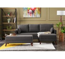 Stūra dīvāns-gulta Hanah Home Bella Mini, antracīta, labais, 140 x 205 cm x 85 cm