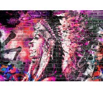 Fototapete Artgeist Street Art - Graffiti With Profile Of A Woman In Shades Of Pink And Purple, 70 cm x 100 cm