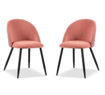 Ēdamistabas krēsls Micadoni Home Rayan Velvet, matēts, rozā, 52 cm x 46 cm x 80 cm, 2 gab.