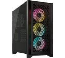 Datora korpuss Corsair iCUE 4000D RGB Airflow, caurspīdīga/melna