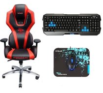 Spēļu krēsls E-Blue Auroza X1 LED EEC301REAA-EA + Polygon Gaming Set, 44.5 x 52, melna/sarkana